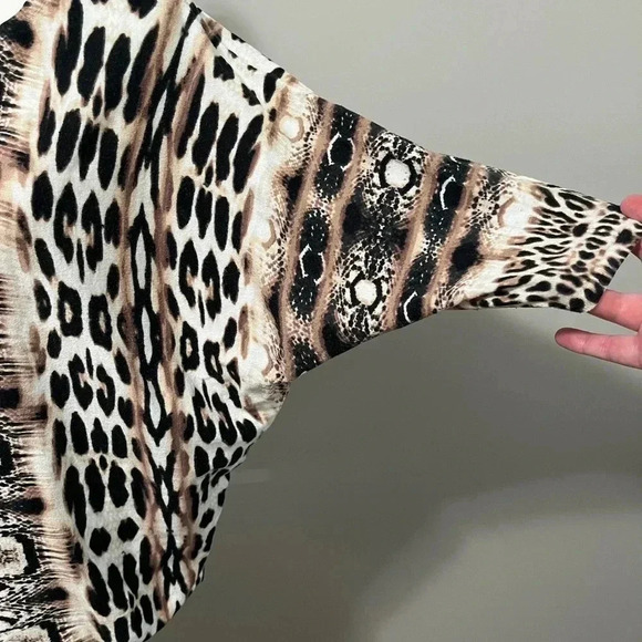 Joseph Ribkoff Knit Animal Print Dolman Sleeve Blouse - Picture 9 of 13